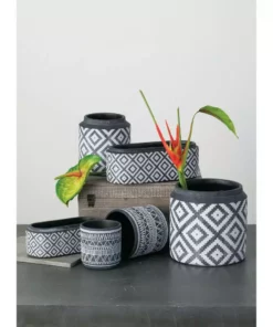 SULLIVANS Black Cement Flower Pots (Set of 2) -Vigoro sales Store black sullivans plant pots cmt1174 4f 1000