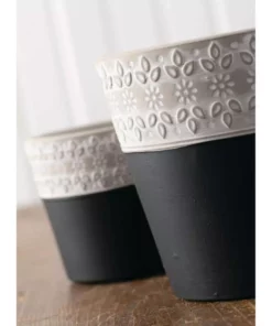 SULLIVANS Black Cement Flower Pots (Set of 2) -Vigoro sales Store black sullivans plant pots cmt1175 4f 1000
