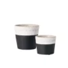 SULLIVANS Black Cement Flower Pots (Set of 2)