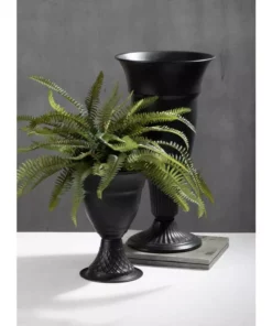 SULLIVANS Metal Black Urns (Set of 2) 8 SULLIVANS Metal Black Urns (Set of 2) -Vigoro sales Store black sullivans urn planters met1687 4f 1000