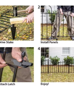 Vigoro Westbrook 36 in. x 48 in. Black Steel Fence Panel (4-Pack) -Vigoro sales Store black vigoro garden fencing 860329 4pk d4 1000