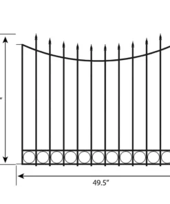 Vigoro Beaumont 40.4 in. H x 49.6 in. W Black Steel 3-Rail Fence Panel -Vigoro sales Store black vigoro garden fencing 860336 40 1000