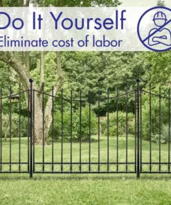 Vigoro Beaumont 40.4 in. H x 49.6 in. W Black Steel 3-Rail Fence Panel (4-Pack) -Vigoro sales Store black vigoro garden fencing 860336 4pk 31 1000