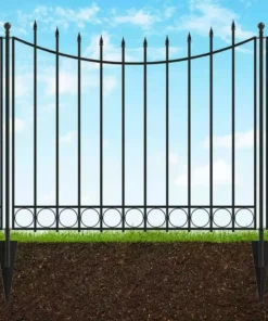 Vigoro Beaumont 40.4 in. H x 49.6 in. W Black Steel 3-Rail Fence Panel (4-Pack) -Vigoro sales Store black vigoro garden fencing 860336 4pk c3 1000