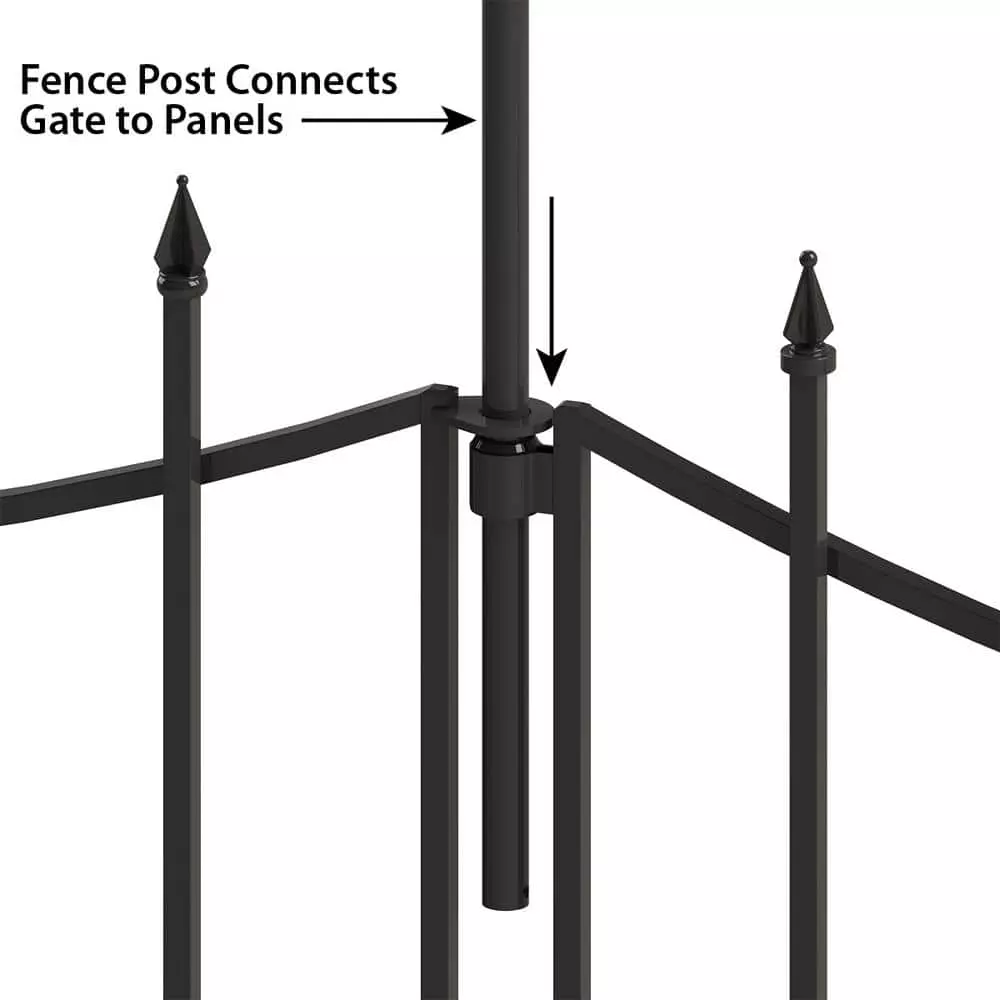 Vigoro Beaumont No Dig 40.4 in. H x 53.7 in. W Black Steel Decorative Fence Gate 7 Vigoro Beaumont No Dig 40.4 in. H x 53.7 in. W Black Steel Decorative Fence Gate - Image 5