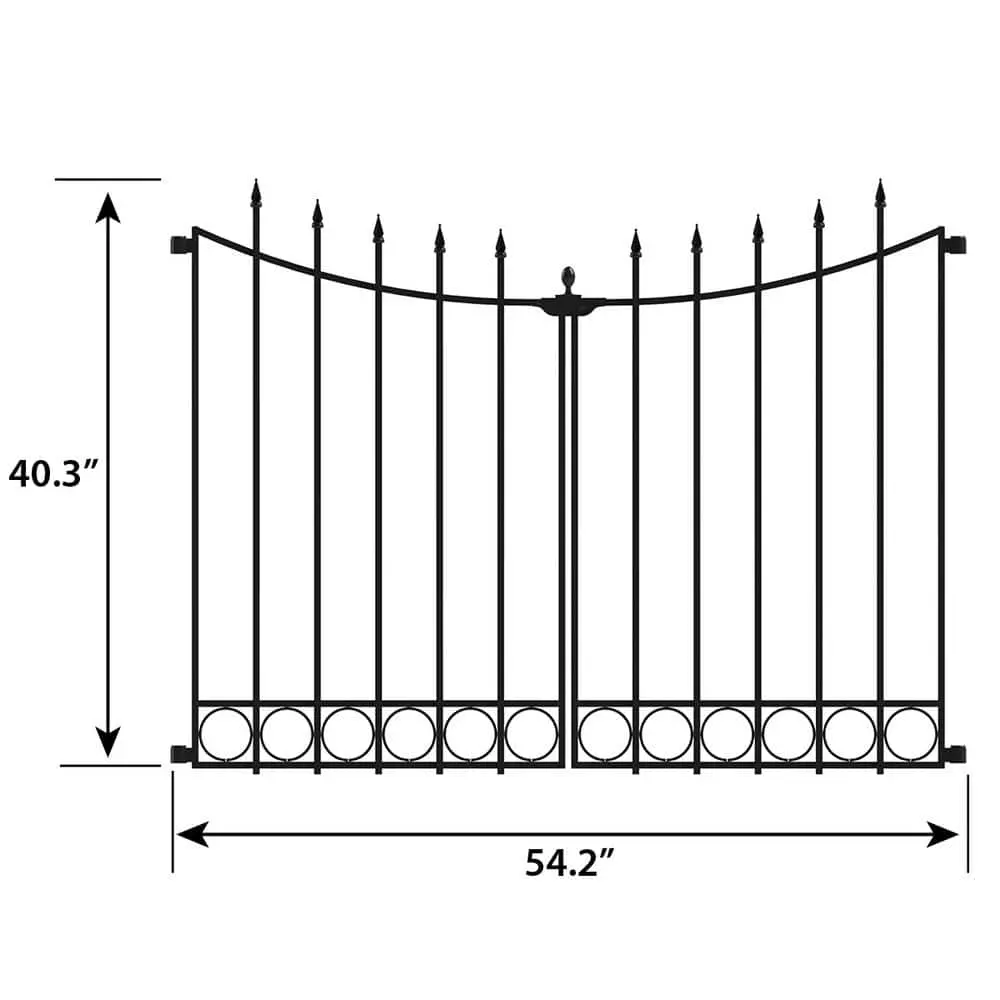 Vigoro Beaumont No Dig 40.4 in. H x 53.7 in. W Black Steel Decorative Fence Gate 4 Vigoro Beaumont No Dig 40.4 in. H x 53.7 in. W Black Steel Decorative Fence Gate - Image 2