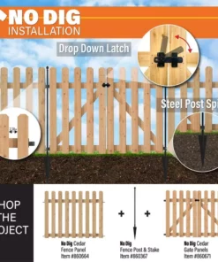 Vigoro Beaumont 53.3 in. x 3 in. x 3 in. Black Steel Fence Post and Stake -Vigoro sales Store black vigoro garden fencing 860367 c3 1000