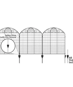 Vigoro Rockdale 43.8 in. Black Steel Fence Panel (3-Pack) -Vigoro sales Store black vigoro garden fencing 860404 44 1000