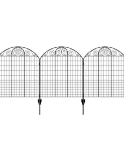 Vigoro Rockdale 43.8 in. Black Steel Fence Panel (6-Pack)