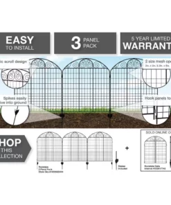Vigoro Rockdale 41.9 in. Black Steel Fence Gate -Vigoro sales Store black vigoro garden fencing 860442 44 1000