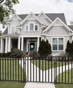 Vigoro 37.2 in. H x 42.87 in. W Steel 3-Rail Garden Fence Panel -Vigoro sales Store black vigoro garden fencing 860701 76 1000