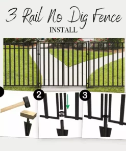 Vigoro 37.2 in. H x 55.7 in. W Steel 3-Rail Garden Fence Gate 27 Vigoro 37.2 in. H x 55.7 in. W Steel 3-Rail Garden Fence Gate -Vigoro sales Store black vigoro garden fencing 860718 76 1000