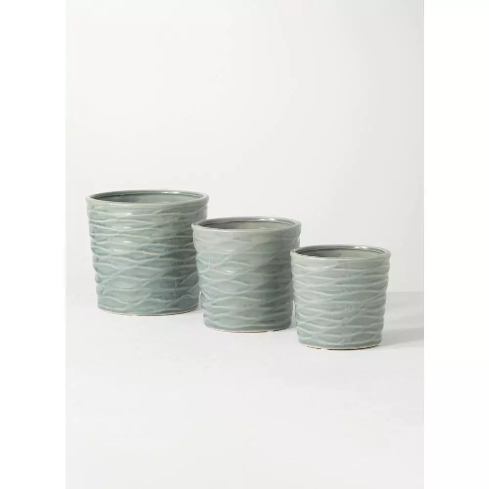 SULLIVANS Blue Ceramic Planter (Set of 3) 6 SULLIVANS Blue Ceramic Planter (Set of 3) - Image 4