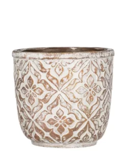 SULLIVANS Brown Cement Patterned Round Pot