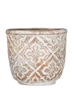 SULLIVANS Brown Cement Patterned Round Pot