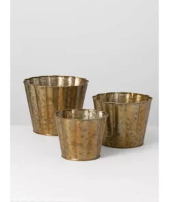 SULLIVANS Brown Metal Flower Pots (Set of 3) -Vigoro sales Store brown sullivans plant pots met1578 4f 1000