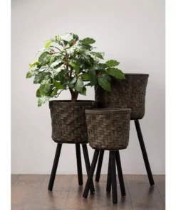 SULLIVANS Basket On Stand - Set of 3 -Vigoro sales Store brown sullivans plant pots n2574 4f 1000