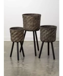 SULLIVANS Basket On Stand - Set of 3