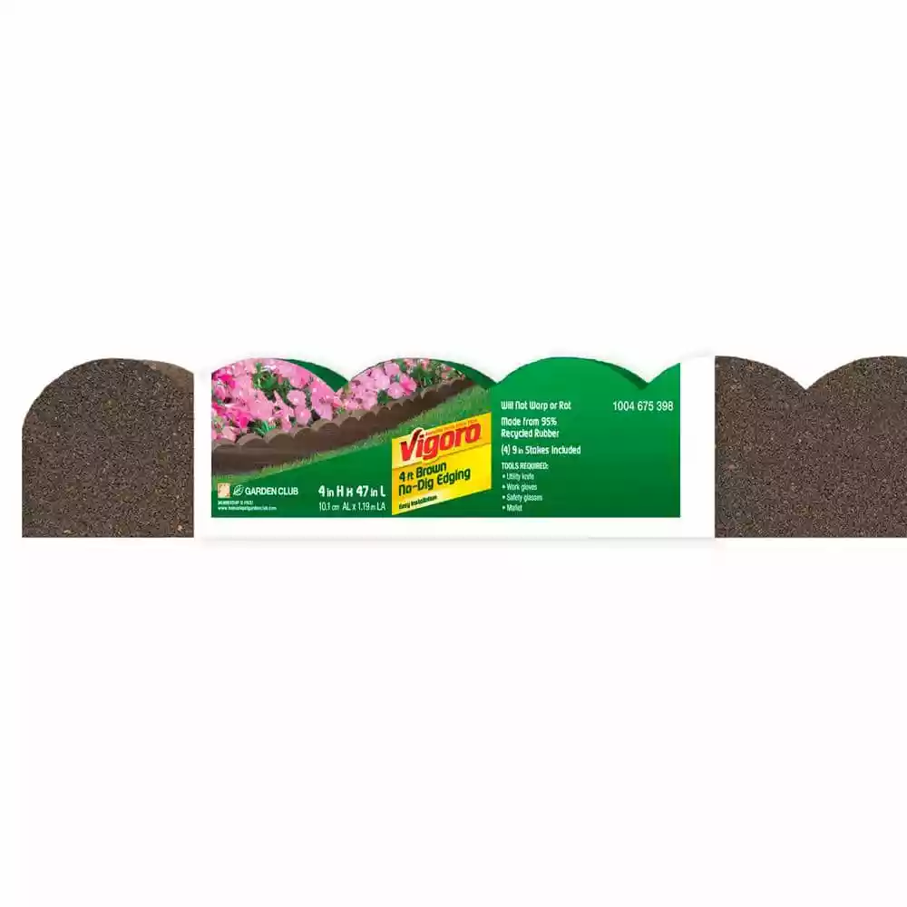 Vigoro 47 in. x 2 in. x 4 in. Brown Scalloped Rubber Garden Edging 3 Vigoro 47 in. x 2 in. x 4 in. Brown Scalloped Rubber Garden Edging