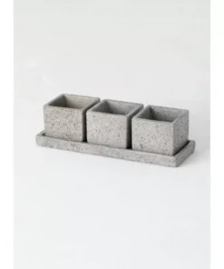 SULLIVANS Cement Flower Pots Tray -Set of 3 -Vigoro sales Store cement sullivans plant pots cmt1130 1f 1000