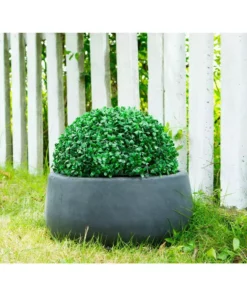 KANTE 16 in. W Round Charcoal Lightweight Concrete/Fiberglass Indoor Outdoor Elegant Bowl Planter -Vigoro sales Store charcoal kante plant pots osc0051b c60121 1f 1000