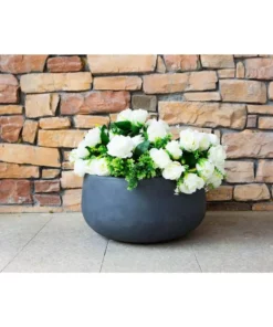 KANTE 16 in. W Round Charcoal Lightweight Concrete/Fiberglass Indoor Outdoor Elegant Bowl Planter -Vigoro sales Store charcoal kante plant pots osc0051b c60121 4f 1000
