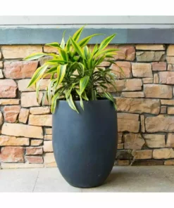 KANTE 21.7 in. H Round Charcoal Concrete/Fiberglass Indoor Outdoor Modern Tall Planter -Vigoro sales Store charcoal kante plant pots osc0066a c60121 1f 1000