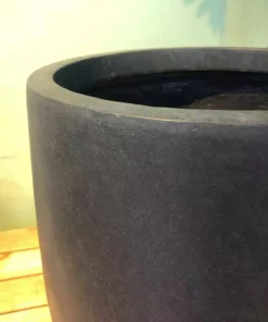 KANTE 21.7 in. H Round Charcoal Concrete/Fiberglass Indoor Outdoor Modern Tall Planter -Vigoro sales Store charcoal kante plant pots osc0066a c60121 44 1000