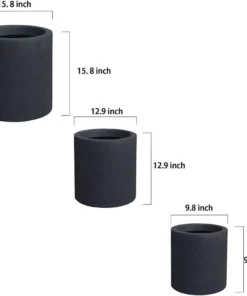 KANTE 15.8 in. x 12.9 in. and 9.8 in. W Round Charcoal Concrete/Fiberglass Indoor Outdoor Elegant Planters -Vigoro sales Store charcoal kante plant pots osc0119abc c60121 44 1000