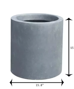 KANTE 15.8 in. W Round Charcoal Concrete/Fiberglass Indoor Outdoor Elegant Planter -Vigoro sales Store charcoal kante plant pots osc0119c c60121 1f 1000