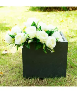 KANTE 12 in. H Square Charcoal Concrete/Fiberglass Indoor Outdoor Elegant Planter -Vigoro sales Store charcoal kante plant pots osf0001b c60121 4f 1000