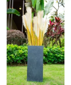 KANTE 28 in. H Square Charcoal Concrete/Fiberglass Indoor Outdoor Modern Tall Planter -Vigoro sales Store charcoal kante plant pots osf0002c c60121 66 1000