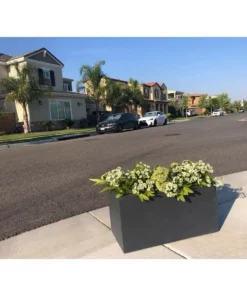 KANTE 23 in. L Rectangular Charcoal Concrete/Fiberglass Indoor Outdoor Elegant Planter -Vigoro sales Store charcoal kante plant pots osf0104a c60121 4f 1000