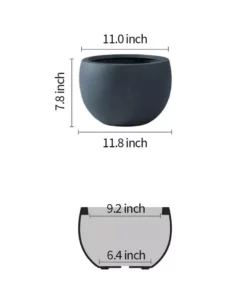 KANTE 8 in. H Charcoal Concrete and Fiberglass Round Bowl Planter, Outdoor Indoor Large Planters Pots with Drainage -Vigoro sales Store charcoal kante plant pots rc0049a c60121 76 1000