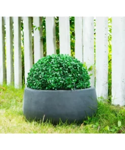 KANTE Medium 10 in. Tall Charcoal Lightweight Concrete Round Outdoor Bowl Planter -Vigoro sales Store charcoal kante plant pots rc0051c c60121 1f 1000