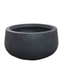 KANTE Medium 10 in. Tall Charcoal Lightweight Concrete Round Outdoor Bowl Planter