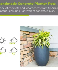 KANTE 21.7 in. Tall Charcoal Lightweight Concrete Round Outdoor Planter -Vigoro sales Store charcoal kante plant pots rc0066a c60121 1f 1000