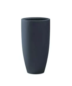 KANTE 13.39 in. x 23.62 in. Round Charcoal Finish Lightweight Concrete and Fiberglass Indoor Outdoor Planter w/Drainage Hole