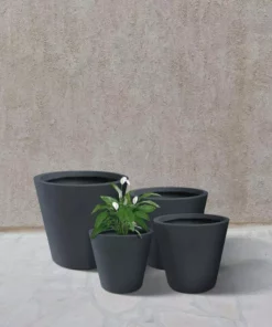 KANTE 20.9", 17.7", 15" & 12.6"H Cylindrical Charcoal Finish Lightweight Concrete Modern Planters Set of 4, Outdoor Indoor -Vigoro sales Store charcoal kante plant pots rc0154bcde c60121 1f 1000