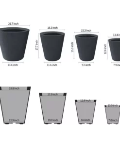 KANTE 20.9", 17.7", 15" & 12.6"H Cylindrical Charcoal Finish Lightweight Concrete Modern Planters Set of 4, Outdoor Indoor -Vigoro sales Store charcoal kante plant pots rc0154bcde c60121 c3 1000