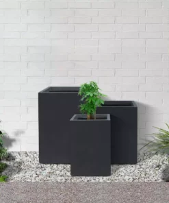 KANTE 19", 16" and 13"H Charcoal Finish Concrete Tall Square Set of 3, Outdoor Indoor Lightweight Planters w/ Drainage Hole 13 KANTE 19", 16" and 13"H Charcoal Finish Concrete Tall Square Set of 3, Outdoor Indoor Lightweight Planters w/ Drainage Hole -Vigoro sales Store charcoal kante plant pots rf0007abc c60121 4f 1000