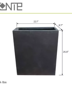 KANTE 26.8 in. Tall Charcoal Lightweight Concrete Modern Long and High Rectangle Planter -Vigoro sales Store charcoal kante plant pots rf0111a c60121 c3 1000