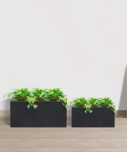 KANTE 31.4 in. & 23.6 in. L Rectangular Charcoal Lightweight Long Low Planters w/Drainage Hole (Set of 2), Outdoor/Indoor -Vigoro sales Store charcoal kante plant pots rf0147ab c60121 4f 1000