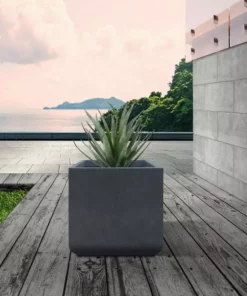 KANTE 11.81 x 11.81 in. Square Charcoal Lightweight Concrete and Weather Resistant Fiberglass Planter w/Drainage Hole -Vigoro sales Store charcoal kante plant pots rf0221b c60121 c3 1000