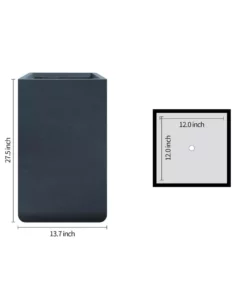 KANTE 27.6 in. H Square Charcoal Concrete and Fiberglass Tall Planter Outdoor Indoor Lightweight Plant Pots -Vigoro sales Store charcoal kante plant pots rf0222c c60121 76 1000