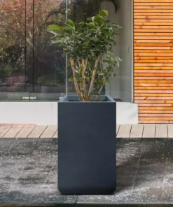 KANTE 27.6 in. H Square Charcoal Concrete and Fiberglass Tall Planter Outdoor Indoor Lightweight Plant Pots -Vigoro sales Store charcoal kante plant pots rf0222c c60121 fa 1000