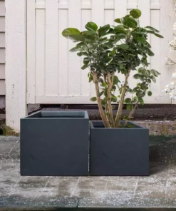 KANTE 17.3 in. W Square Charcoal Lightweight Concrete and Fiberglass Planters with Drainage Holes (Set of 2) -Vigoro sales Store charcoal kante plant pots rf2015015bc c60121 1f 1000