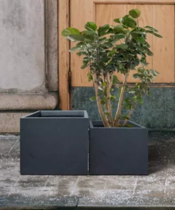 KANTE 17.3 in. W Square Charcoal Lightweight Concrete and Fiberglass Planters with Drainage Holes (Set of 2) -Vigoro sales Store charcoal kante plant pots rf2015015bc c60121 44 1000