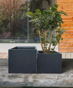 KANTE 17.3 in. W Square Charcoal Lightweight Concrete and Fiberglass Planters with Drainage Holes (Set of 2) -Vigoro sales Store charcoal kante plant pots rf2015015bc c60121 76 1000