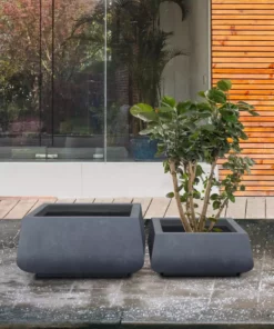 KANTE 21.2 in. and 16.1 in. W Square Charcoal Finish Lightweight Concrete/Fiberglass Planters with Drainage Holes (Set of 2) 15 KANTE 21.2 in. and 16.1 in. W Square Charcoal Finish Lightweight Concrete/Fiberglass Planters with Drainage Holes (Set of 2) -Vigoro sales Store charcoal kante plant pots rf2015018ab c60121 76 1000